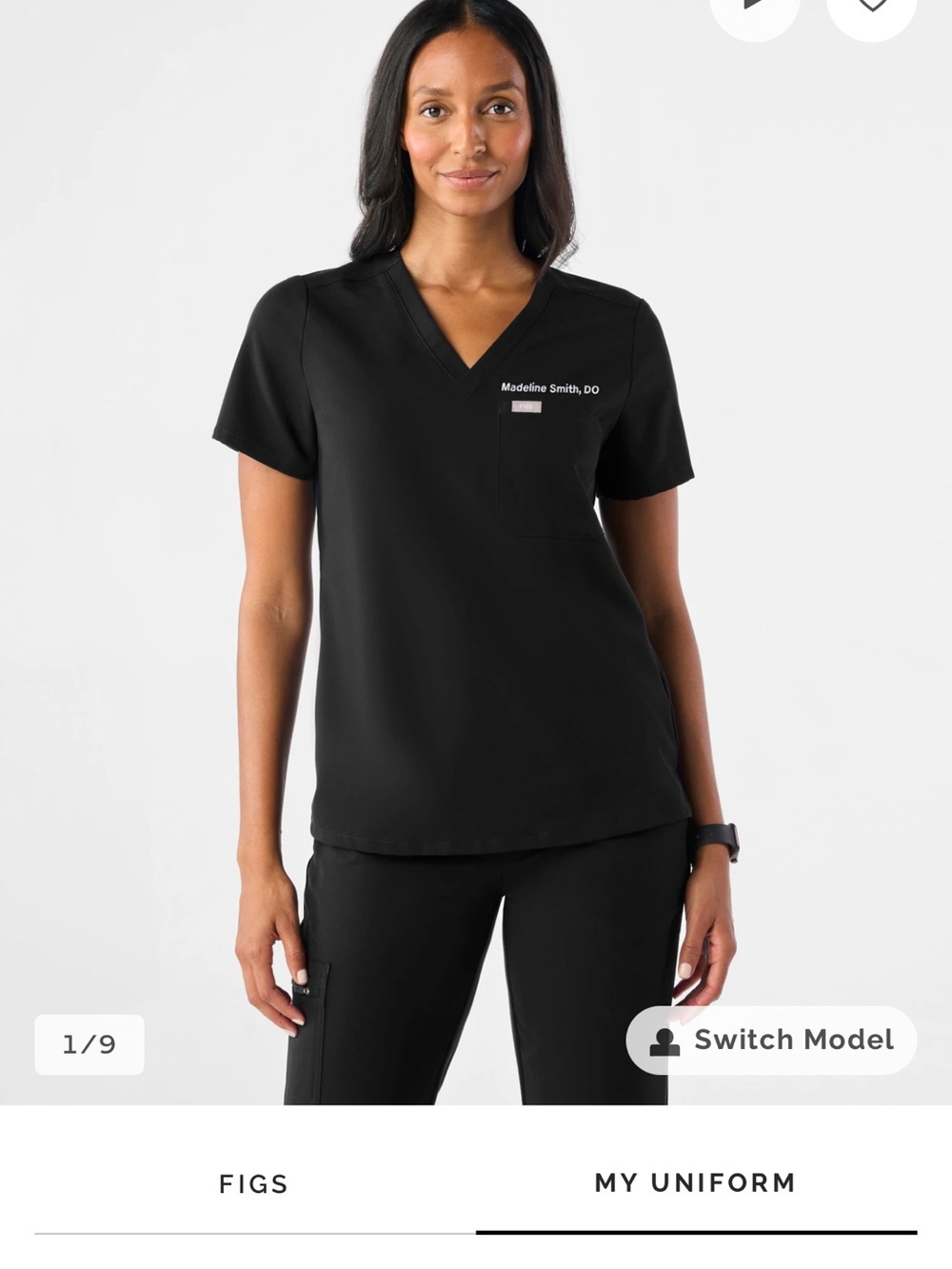 FIGS Catarina Scrub Top™ - BLACK